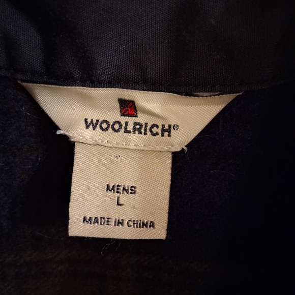 Woolrich Plaid Chore Barn Trucker Jacket Coat Navy Blue Olive Green Plaid L EUC - Picture 2 of 4
